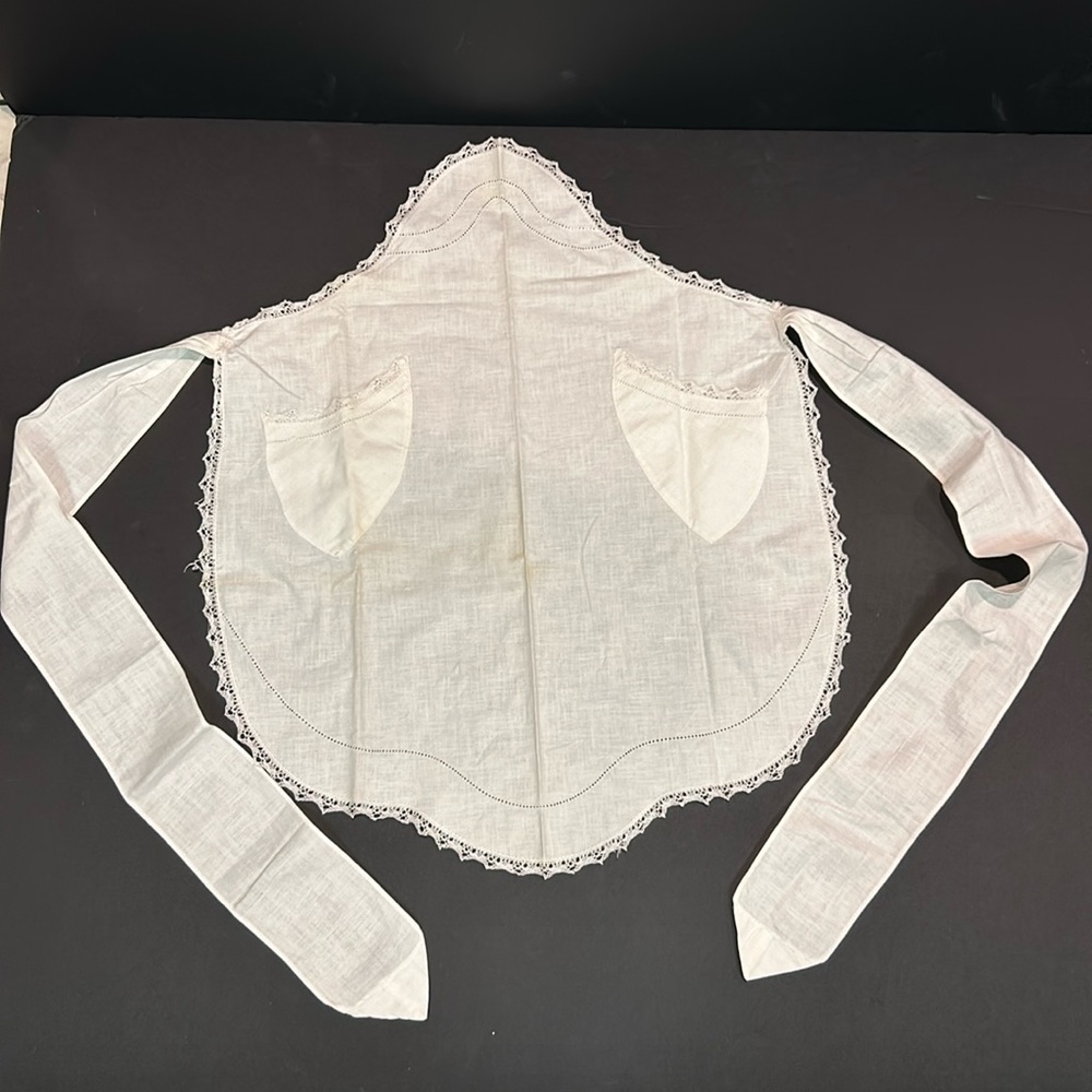 Antique German Battenburg Lace White Apron Handmade Victorian Downton Abby 1920s